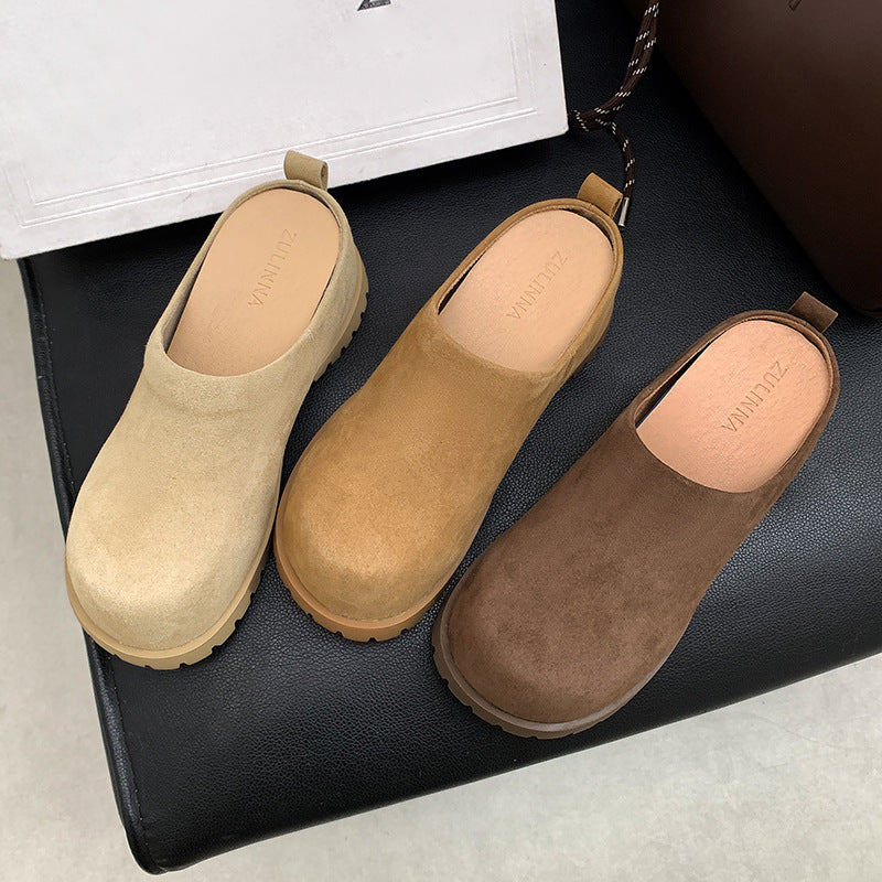 Retro All-inclusive Thick Bottom Female Slip-on Lofter Height Casual Shoes