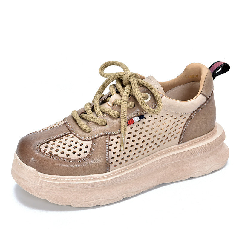 Women's Of Patchwork Genuine Platform Top Layer Sandals