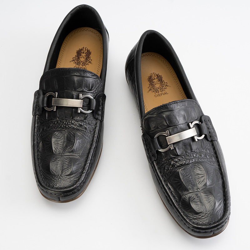 Men's Summer Breathable Genuine Slip-on Pumps Retro Casual Shoes
