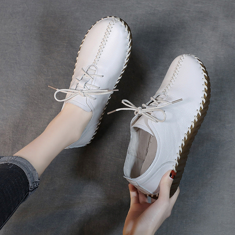 Women's Spring Genuine Top Layer Cowhide Handmade Maternity Men's Shoes