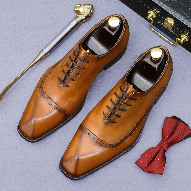 Men's Promotion Formal Wear Genuine England Style Korean Carved Men's Business Leather Shoes