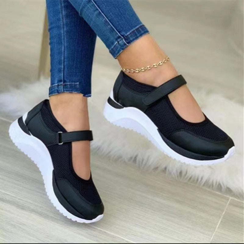 Women's Pumps Platform Flying Woven Breathable Velcro Casual Shoes