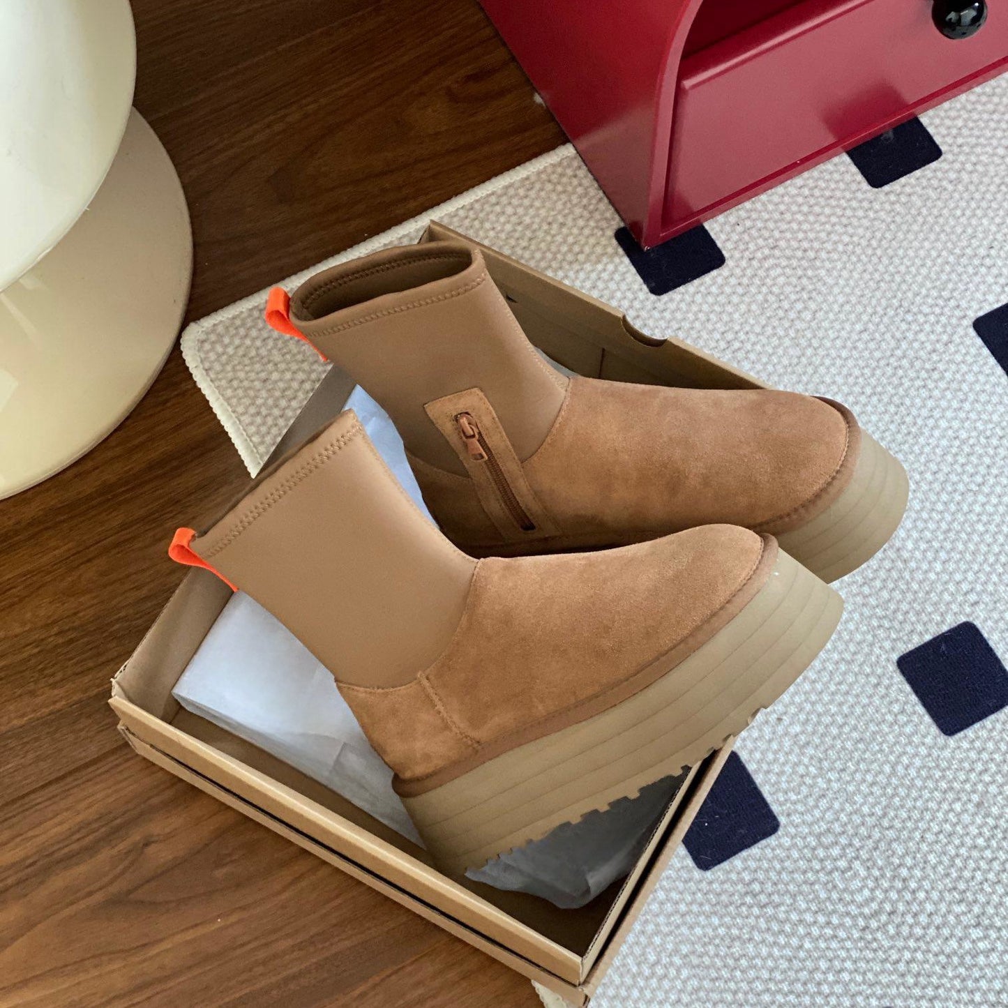 Women's Fur Integrated Elastic Fabric Height Increasing Snow Boots