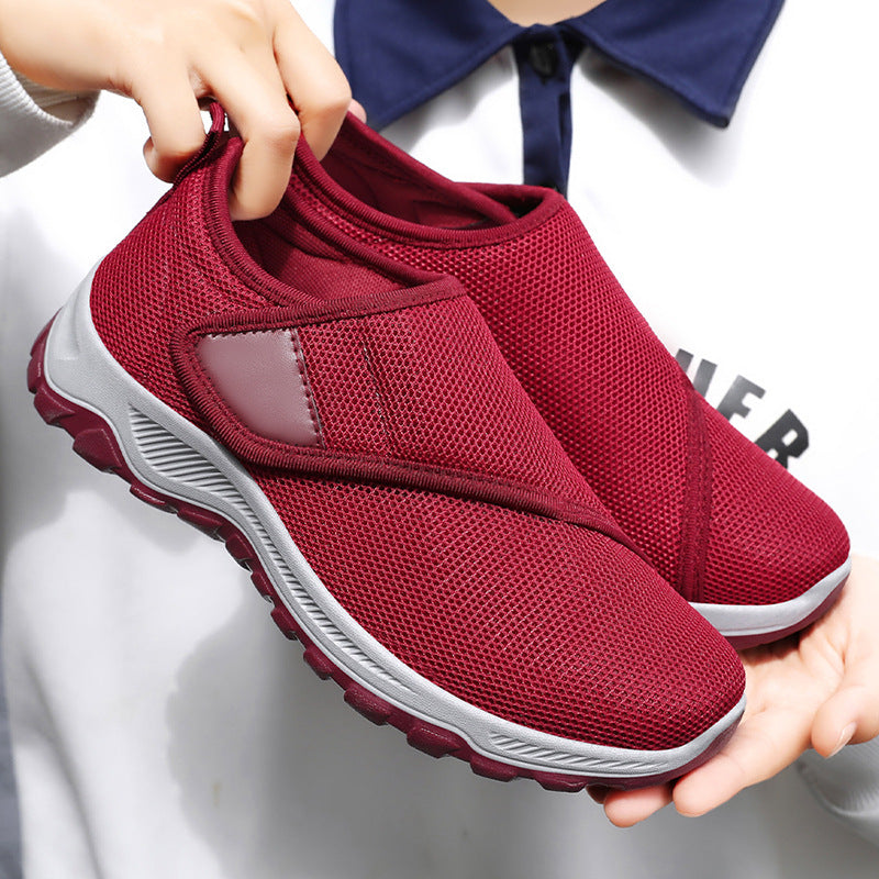 Women's Autumn Mesh Breathable Velcro Mom Pumps Casual Shoes