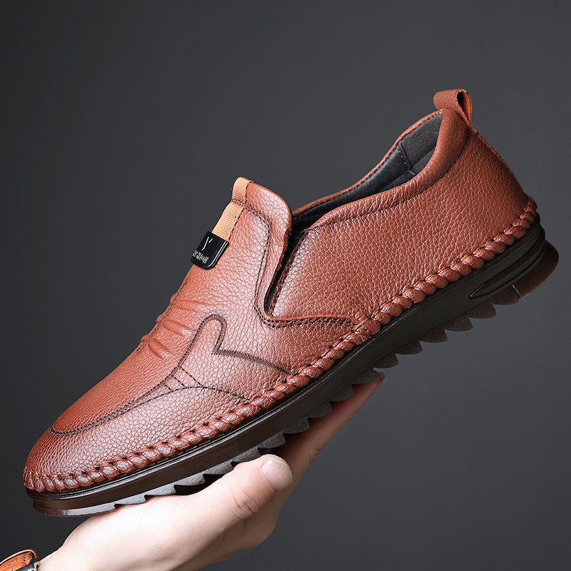 Men's Spring First Layer Cowhide Soft Bottom Casual Shoes