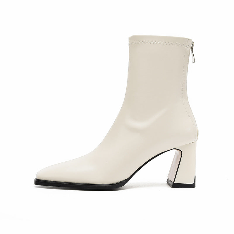 Women's High Fashion Square Head Thick Thin Boots