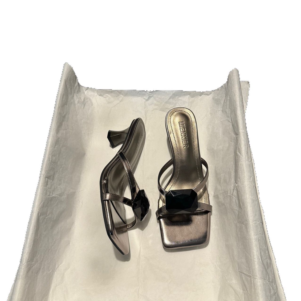Summer Advanced Big Rhinestone Niche Design Outer Wear Heels