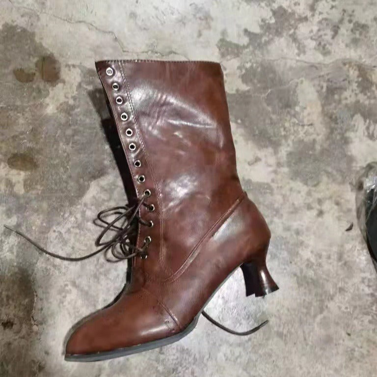 Women's Viscose Artificial Burnt Flower Front Wool Boots