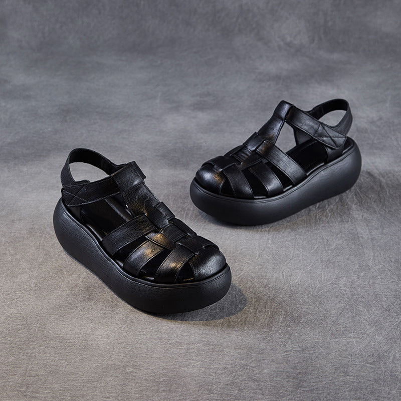 Women's Closed Toe Genuine Roman Platform Summer Pig Cage Sandals
