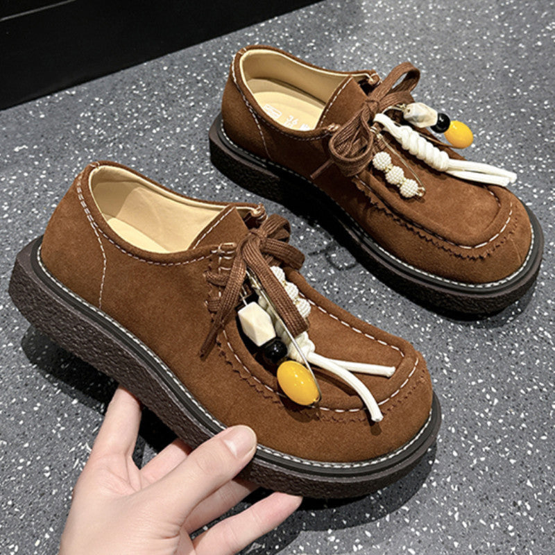 Women's Genuine Big Toe Derby Platform Spring Loafers