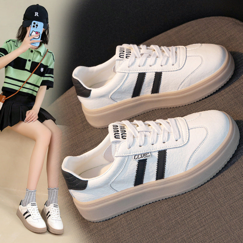 Women's & Men's White Autumn Genuine Preppy Style German Casual Shoes