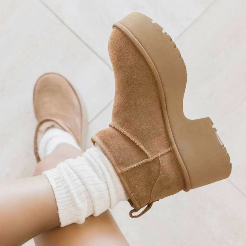Women's Platform Mermaid Wedge Heightening Thickening Wool Boots