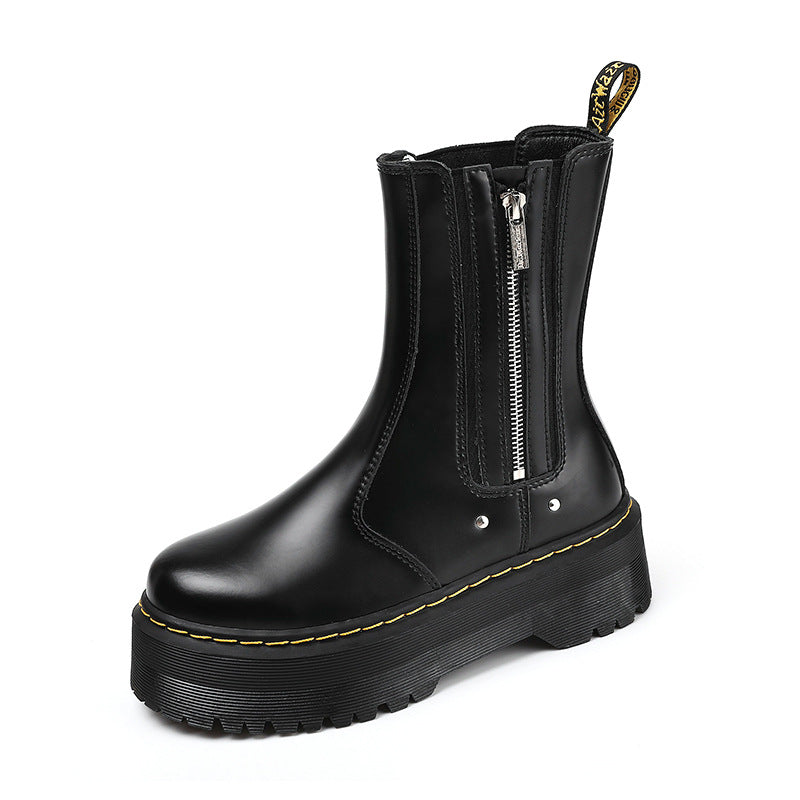 Women's Slip-on Chelsea Platform Elevator British Short Muffin Bottom Side Women's Casual Shoes