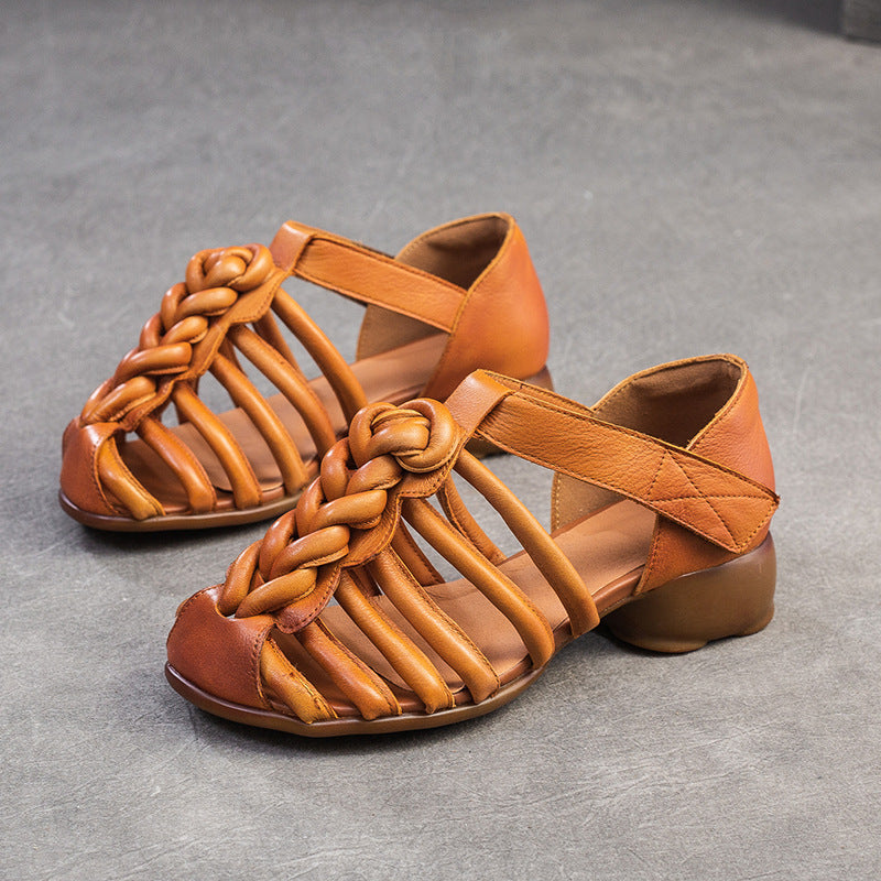 Women's Velcro Hand-woven Thick Bottom Breathable Candy Color Sandals