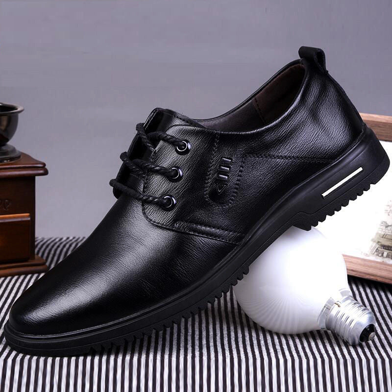 Men's Soft Cowhide Breathable Bottom Green Business Leather Shoes