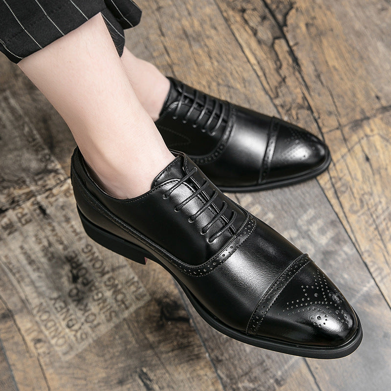 Men's Retro British Style Pointed Toe Business Leather Shoes