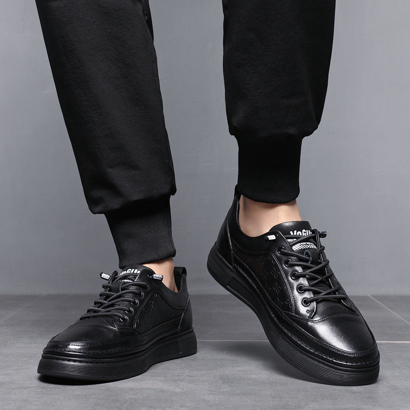 Men's First Layer Cowhide Board Slip-on Flat Sneakers