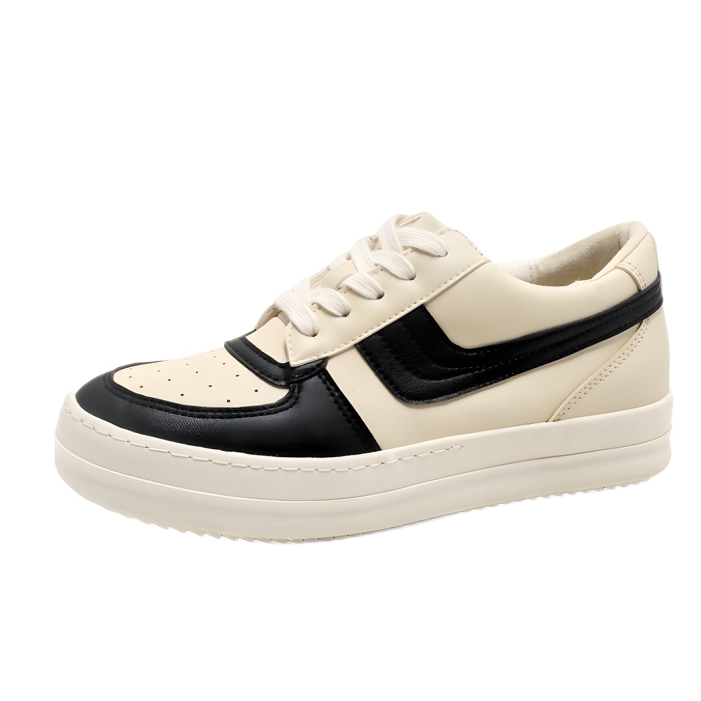 Men's White High Street Design Stitching Platform Sneakers