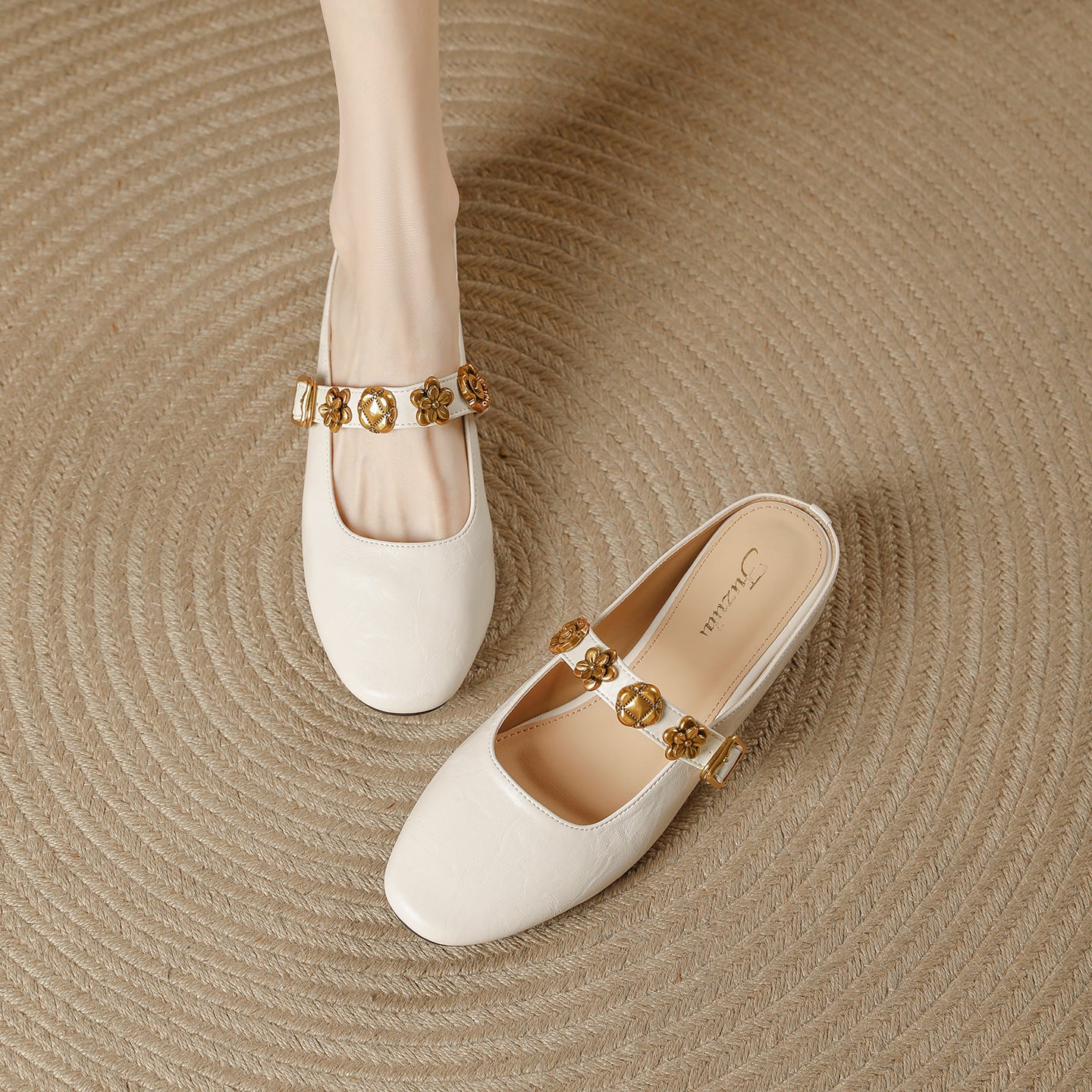 Women's Toe Strap Mules Summer Retro Temperament Height Increasing Insole Sandals