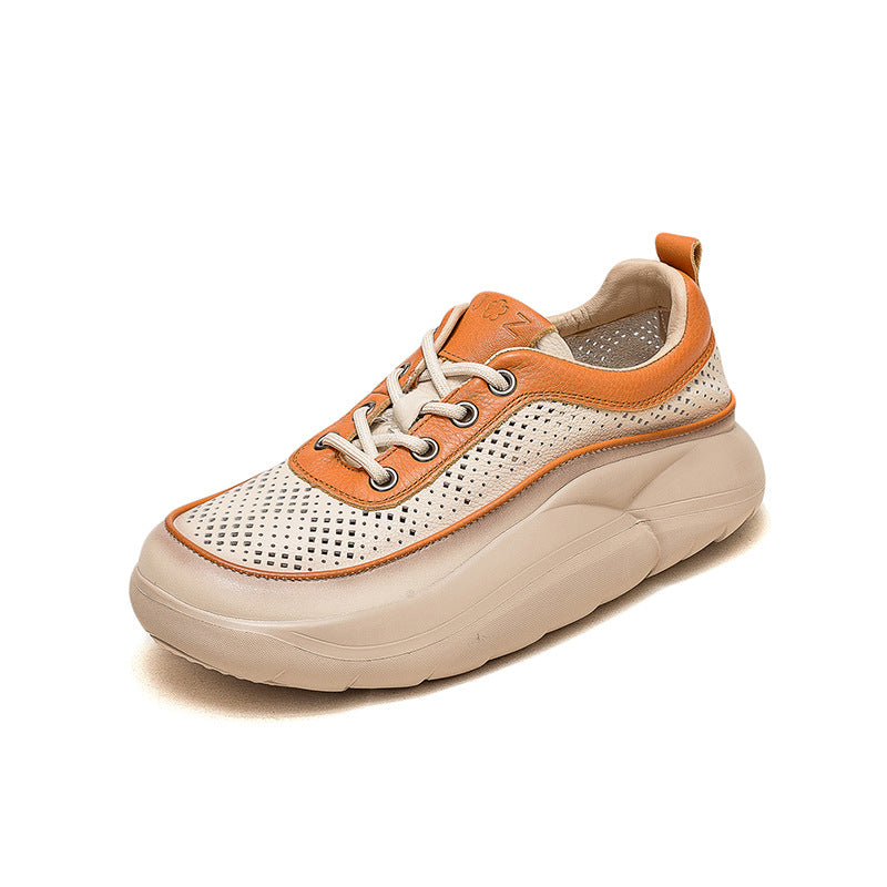 Women's Platform Top Layer Cowhide Front Sports Sandals