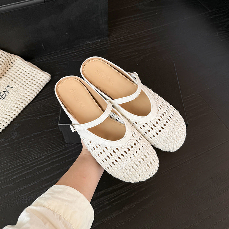Women's Insole Simple French Hollow Woven Outer Wear Breathable Slippers
