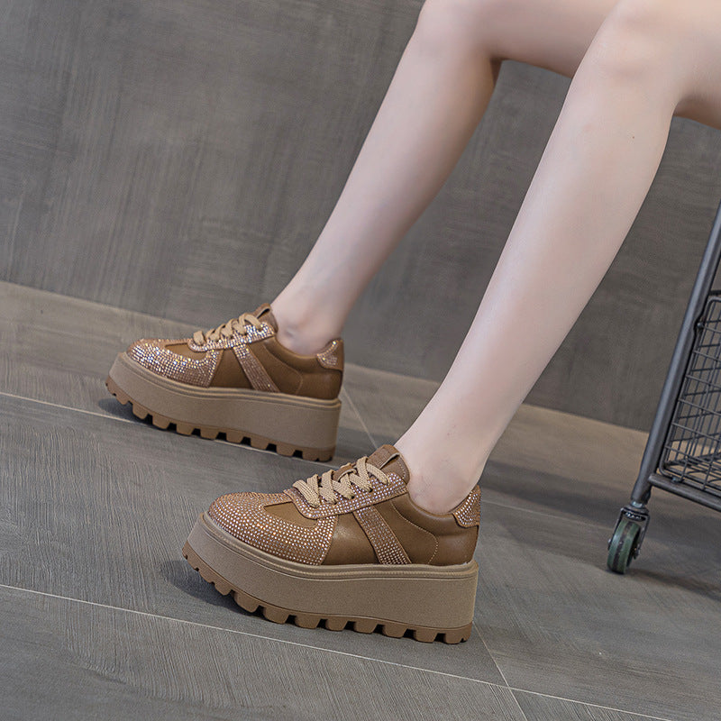 Women's & Men's Thick Bottom Autumn Height Increasing Retro Frosted Plus Men's Shoes