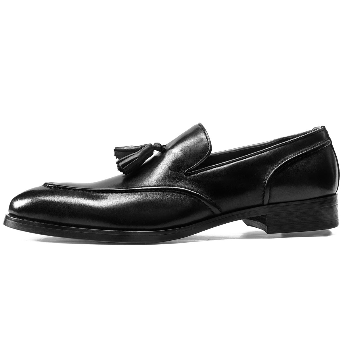 Men's One-piece Korean Style Business Pointed Tassel Leather Shoes