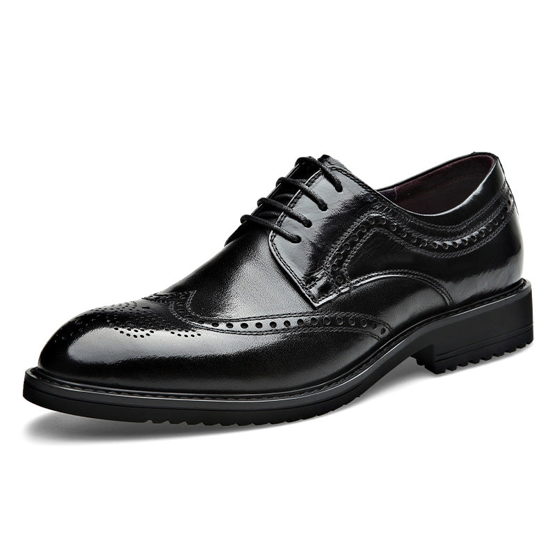 Men's Wear First Layer Calf Business Black Leather Shoes