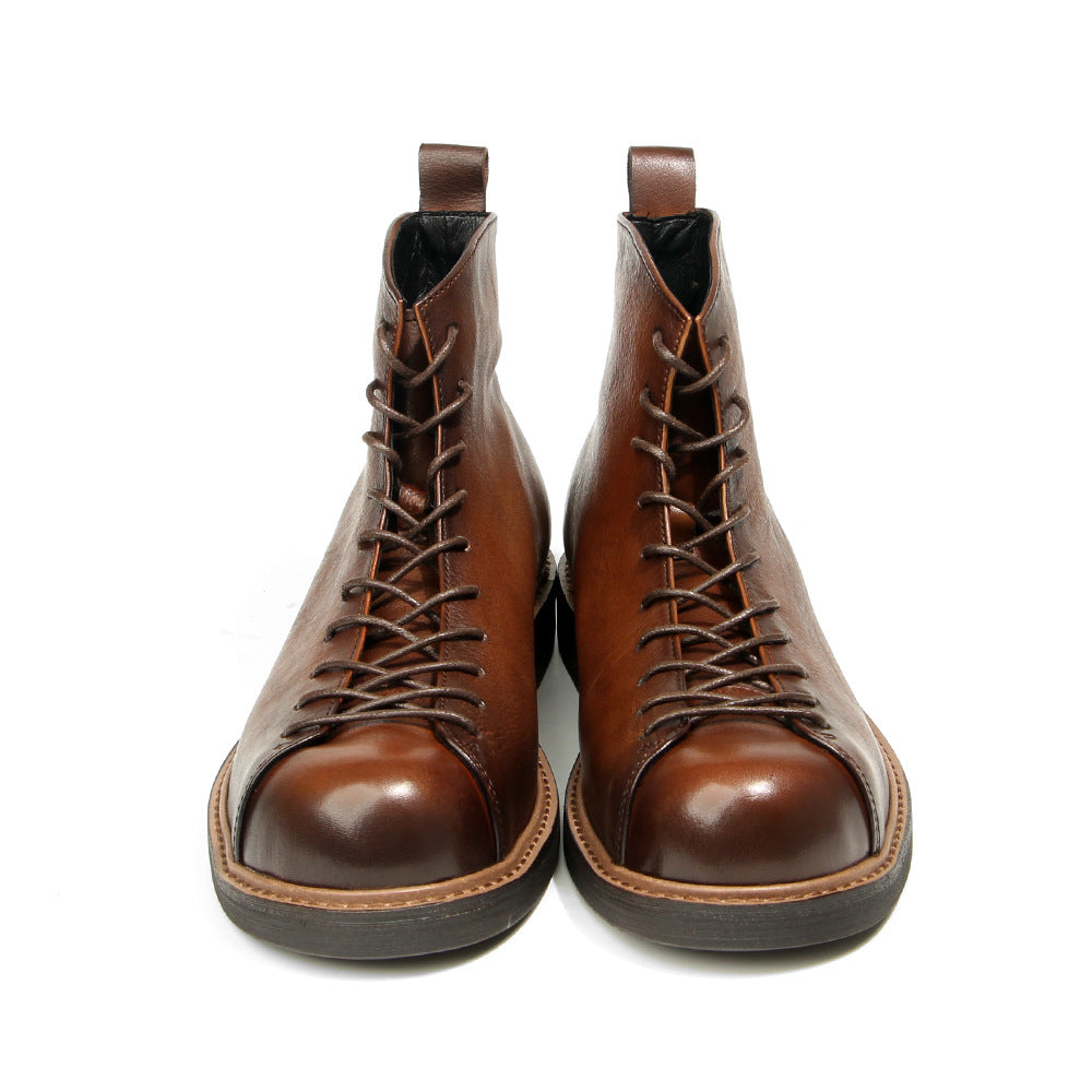 Men's Short Face Martin Working Hand-rub Color Boots