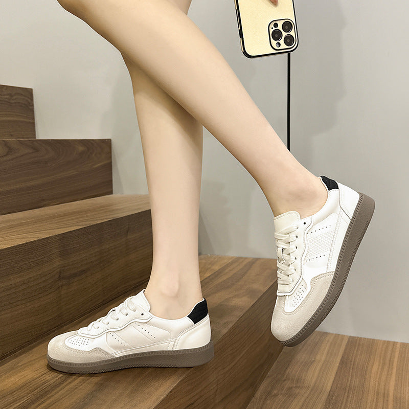 Women's Training Breathable White Round Toe Lace Casual Shoes
