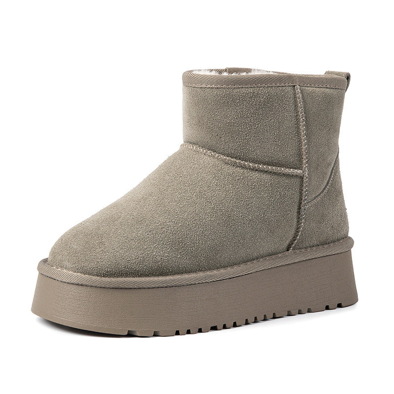 Women's Increasing Insole Small Wedge Fur Integrated Snow Boots