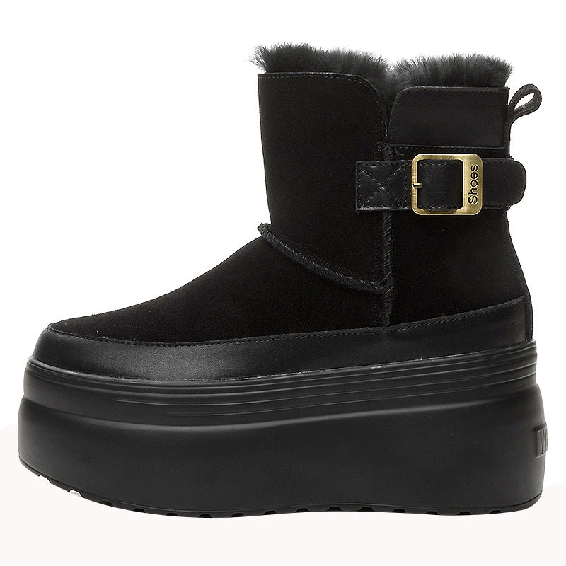 Women's Winter Rabbit Fur Warm Booties Platform Snow Boots