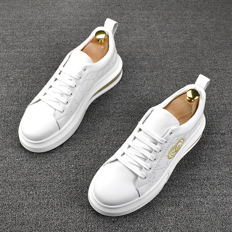Men's Height Increasing Board Korean Style Breathable Platform Low Top Casual Shoes