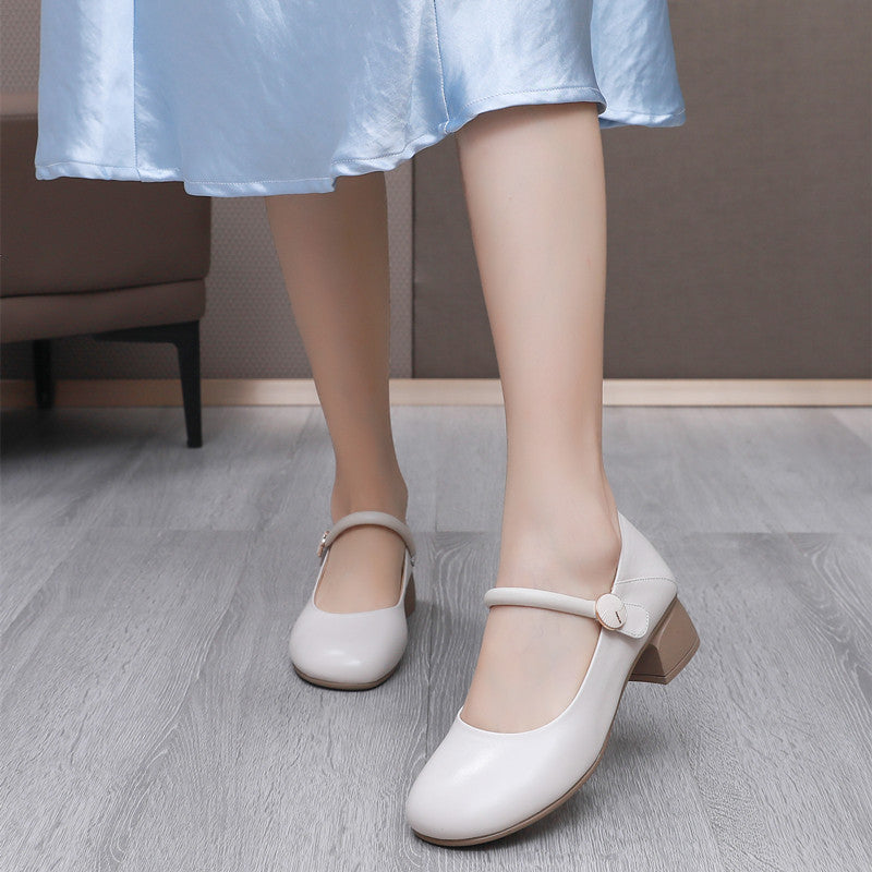 Women's Toe Kitten Comfortable Thick Small Size Velcro Buckle Loafers