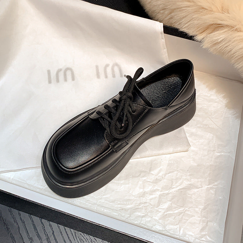 Autumn Preppy Style Lace Up Muffin British Loafers