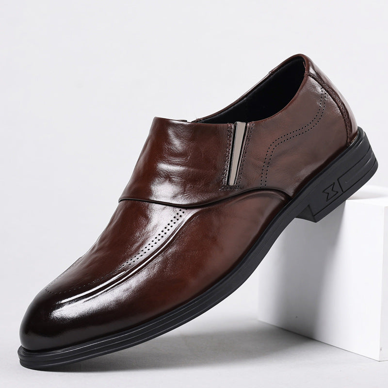 Men's First Layer Cowhide Formal Pointed Toe Men's Business Leather Shoes