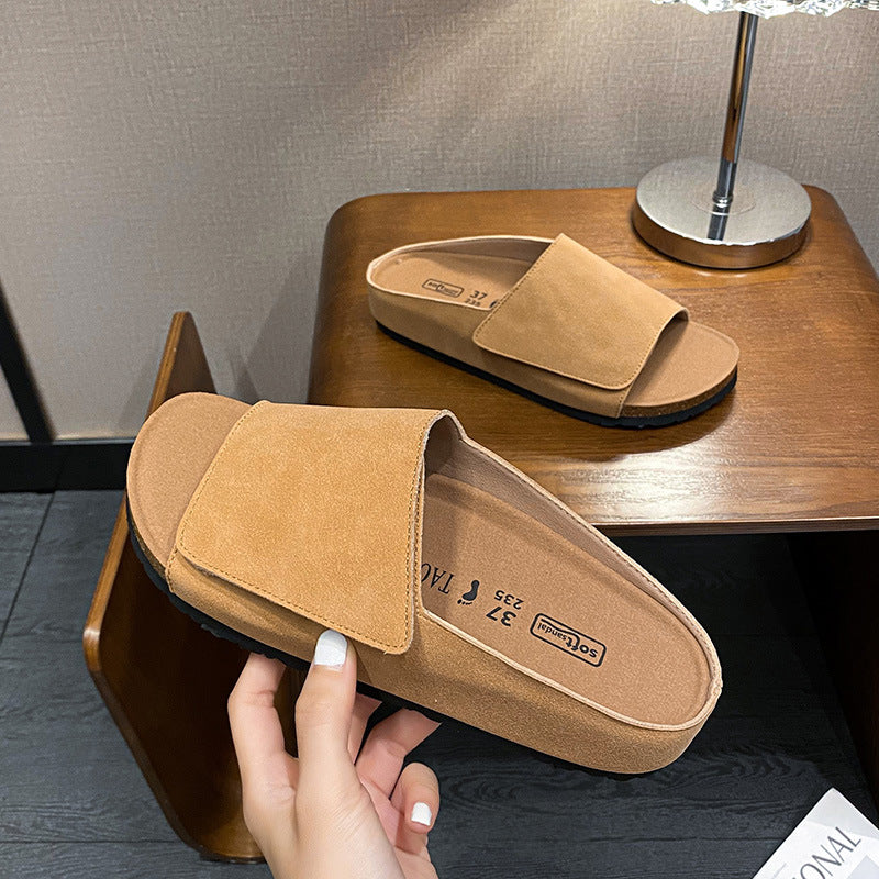Women's Folding Wide Surface Flat Open Toe Slippers
