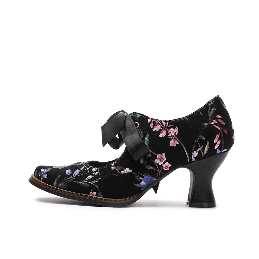 Women's & Men's Blue Meng Die Metal Flower Antique Style Plus Size Women's Shoes
