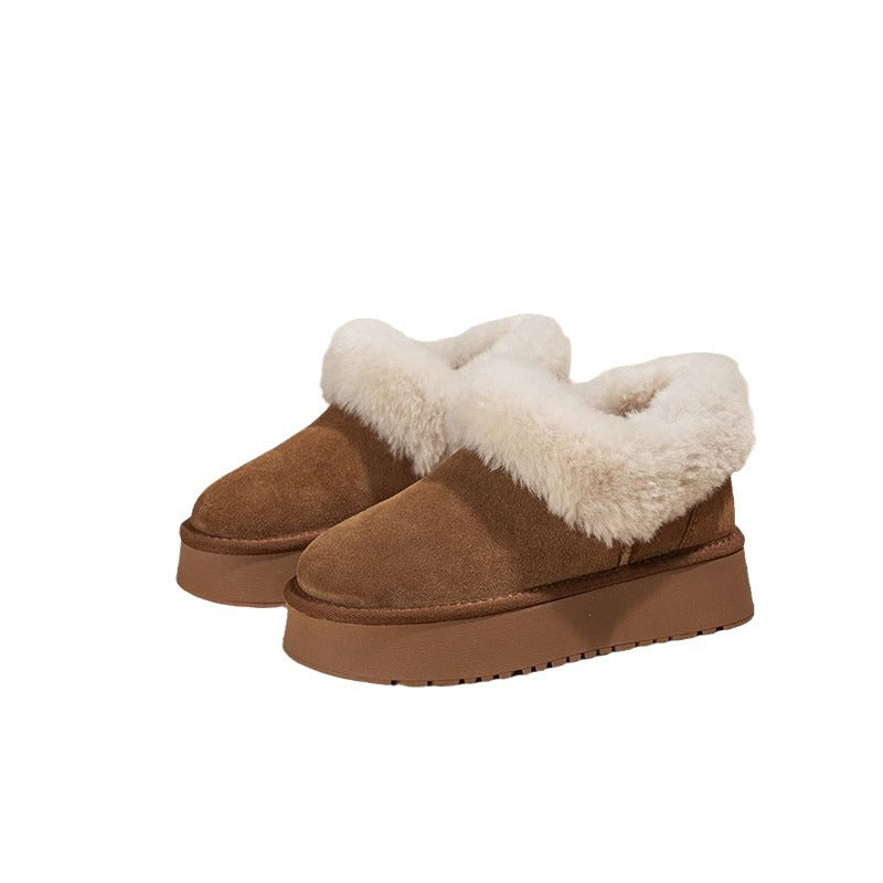 Women's Fleece Lining Ankle Height Increasing Bread Snow Boots