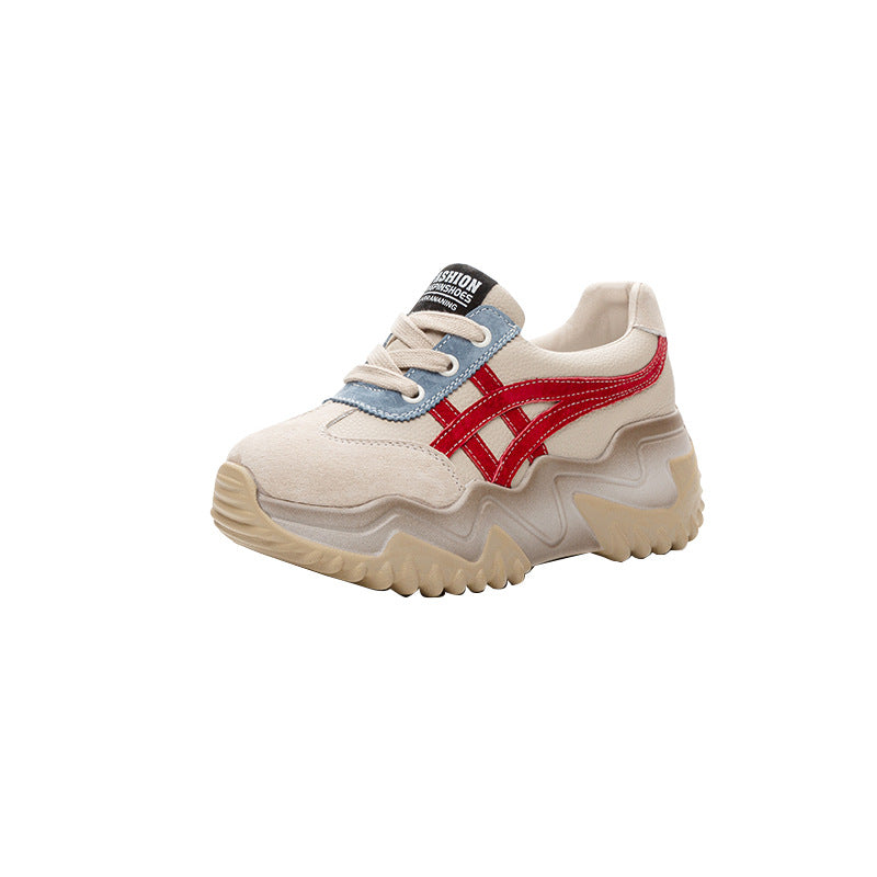 Women's Elevated Genuine Daddy Thick-soled Thin White Casual Shoes