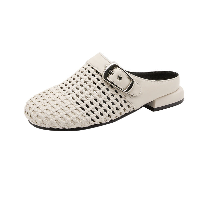 Women's Closed Toe Woven Korean Buckle Outer Sandals