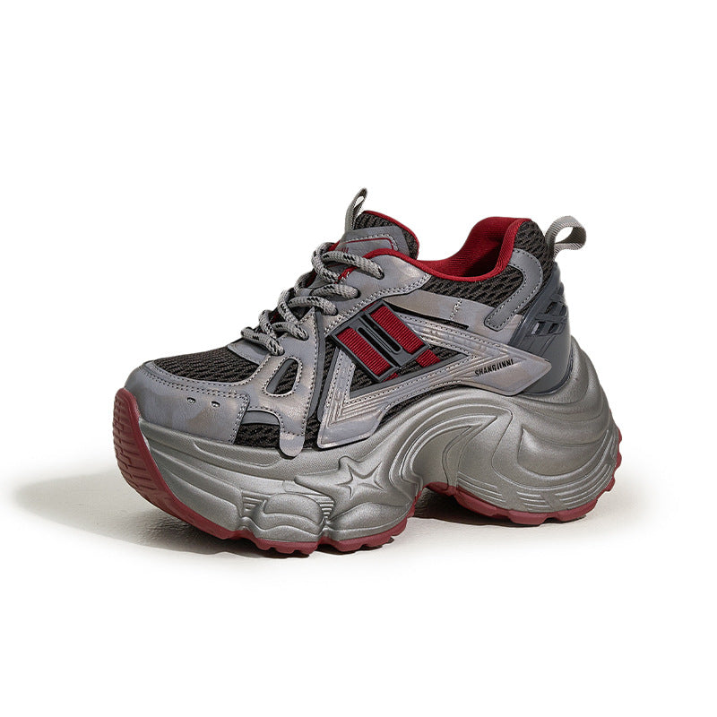 Women's Platform Dad Breathable Mesh Height Increasing Sneakers