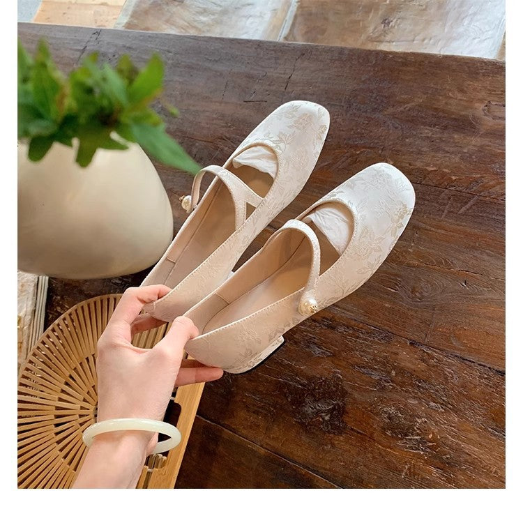 Grape Mom Chinese Style National French Retro Square Toe Sandals