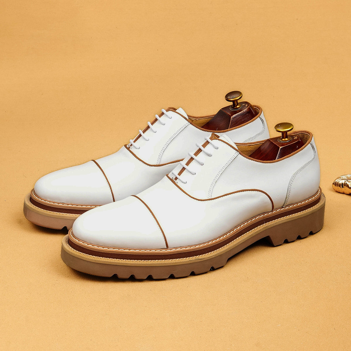Men's Oxford British Color Block Platform Bridegroom Leather Shoes