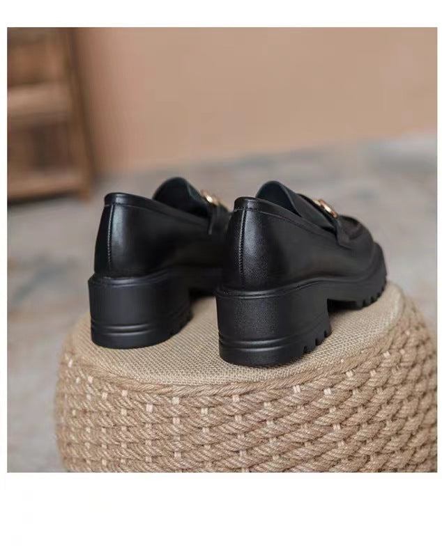 Metal Buckle British Style Slip-on Size Loafers