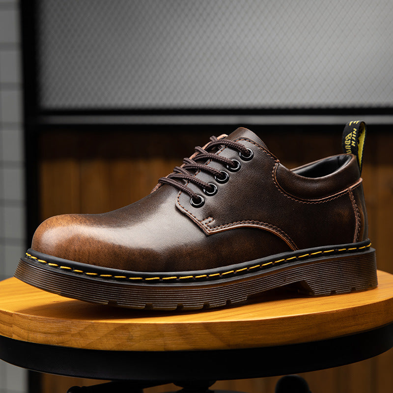 Men's Size Big Head Worker Breathable British Leather Shoes