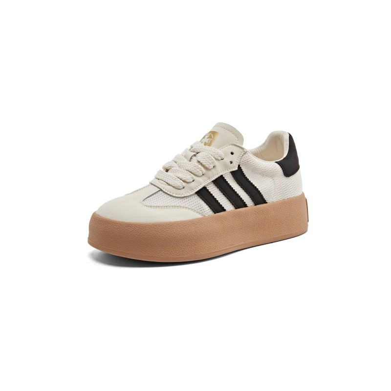 Women's Breathable White Genuine Summer Retro Thick-soled Sneakers