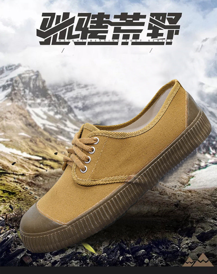 Men's Military Training Liberation Yellow Rubber Vulcanized Canvas Shoes