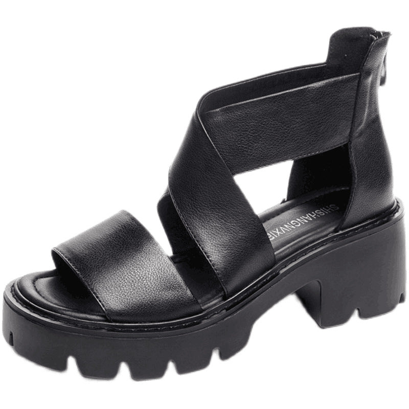 Women's Korean Dignified Platform High Summer Peep Sandals