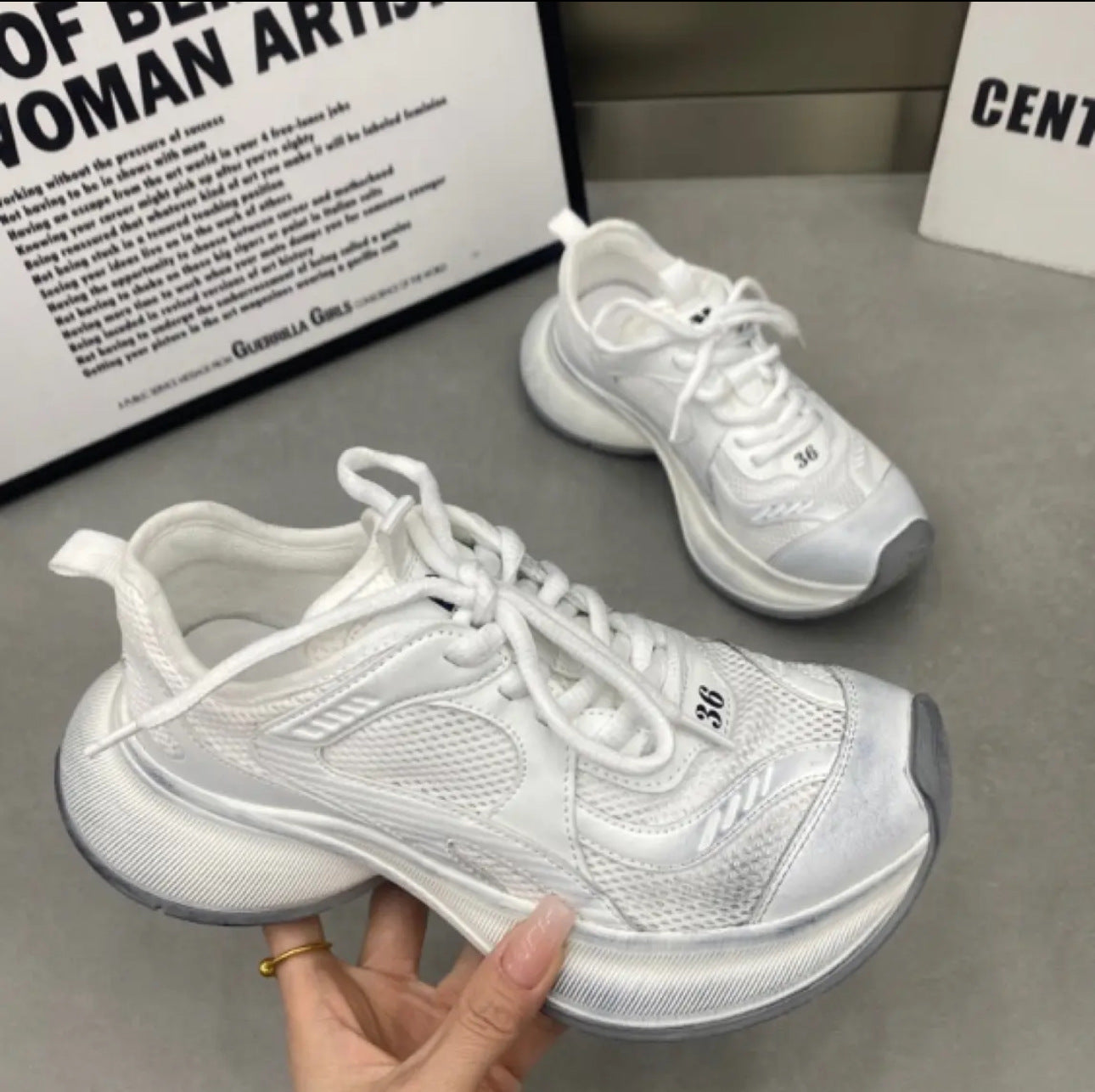 Women's Authentic Clunky Mesh Breathable Platform Running Sneakers